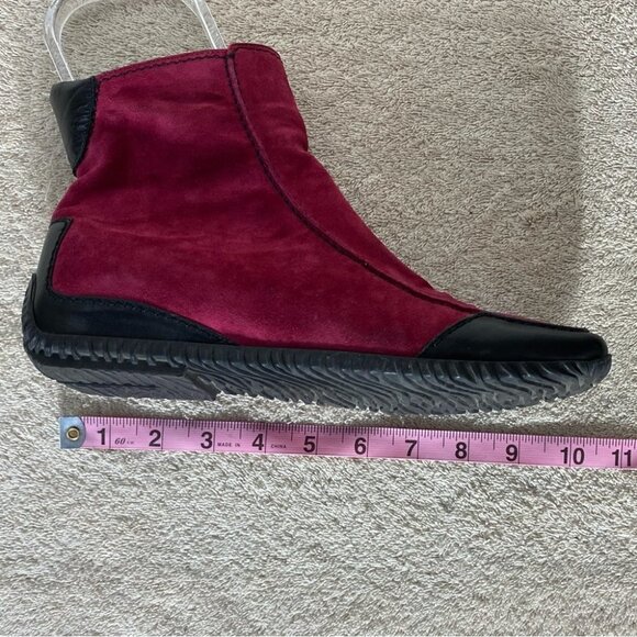 Vintage K Shoes Deep Red Suede Square Toe Ankle Boots Booties UK6 - Picture 9 of 13